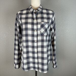 Current Elliott Womens The Slim Boy Shirt Button Size 2 M Medium Burnside Plaid